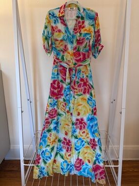 All Things Mochi Marie Floral Silk Maxi Dress